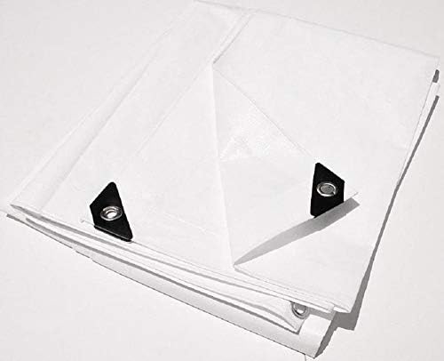 Lona de polietileno blanca resistente de 12 x 18 pies con ojales (tamaño acabado aprox. 11 pies 6 pulgadas x 17 pies 6 pulgadas) tienda de campaña