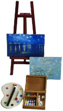 Accesorio para casa de muñecas, flores de almendra y caballete de cielo nocturno, casa de muñecas en miniatura, juguete para balcón, muebles de