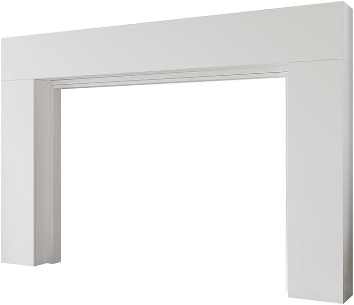 Modern Ember Sabine – Kit envolvente de chimenea de madera, apertura blanca de 48 x 42 pulgadas, 72 x 54 pulgadas en total, estética moderna mínima