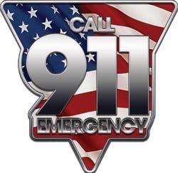 Call 911Calcomanía de emergencia conBandera de 12″ HReflectante