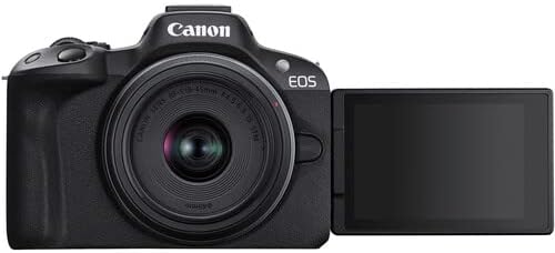 Canon Cámara EOS R50 con lente Canon RF-S de 0.709-1.772 in + kit de inicio Commander + filtros de lente + funda + tarjeta de memoria de 64 GB +