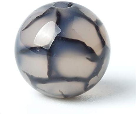 100 cuentas de piedra natural de 0.394 pulgadas (0.394 in), ágata de vena de dragón negro, redondas, sueltas, piedras preciosas curativas