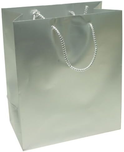 Amscan Bolsa de regalo de papel plateado mate – 17″ x 12 12″, 1 unidad
