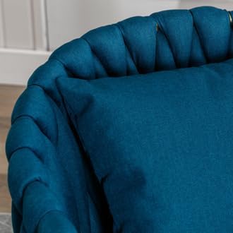 TRIPLE TREE Silla de comedor moderna de lino, sillas de tocador tejidas a mano con almohada de cintura, sillones con patas de metal dorado, cómoda