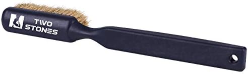 Cepillo de tiza de dos piedras con cerdas de pelo de jabalí gruesas, ultra durables, con mango ergonómico, portátil con bolsa de tiza de escalada