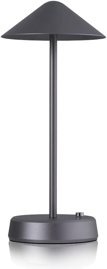 Lámpara de escritorio portátil de metal, lámpara de mesa LED de metal inalámbrica, lámpara recargable de control táctil de 3 colores, lámpara de