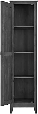 Pemberly Row Gabinete de almacenamiento de madera de granja de 4 estantes de 19″ en gris