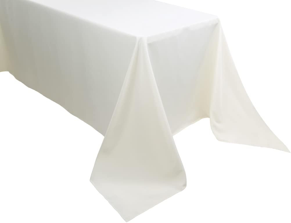 Waysle Mantel rectangular de 90 x 156 pulgadas, mantel rectangular color marfil para mesa de 8 pies en poliéster lavable, ideal para decoración de