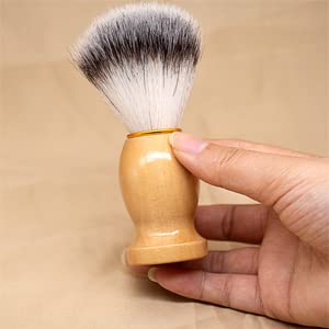 KUMarte Brochas de afeitar para hombres, paquete de 3 cepillos de afeitar de viaje, mango de madera vegana, herramienta de limpieza facial hecha a