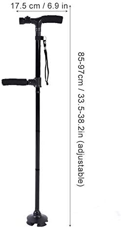 Bastón plegable con luz LED, bastón ajustable para hombres, mujeres, base antideslizante, soporte para otras herramientas de montañismo, accesorios