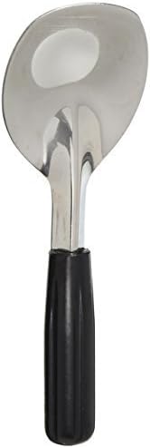 Cuchara de pala para helado con mango negro sin doblar, acero inoxidable resistente, perfecta para recoger y servir golosinas congeladas