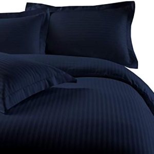 All Star Linen Juego de funda de edredón de algodón ultrasuave y lujoso de 800 hilos, tamaño California King, a rayas, de 3 piezas, color azul All Star Linen Juego de funda de edredón de algodón ultrasuave y lujoso de 800 hilos, tamaño California King, a rayas, de 3 piezas, color azul