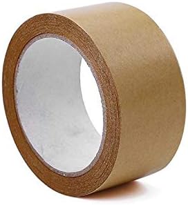 1 rollo de cinta de embalaje de papel kraft engomado marrón, cinta activada por agua, caja de cartón, cinta de embalaje y sellado, accesorios de