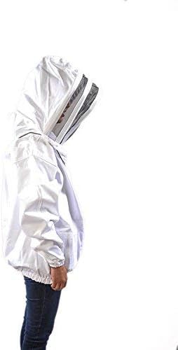 FOREST BEEKEEPING SUPPLY Chaqueta de algodón de alta calidad con capucha de velo de esgrima, chaquetas profesionales de apicultor prémium (mediano)