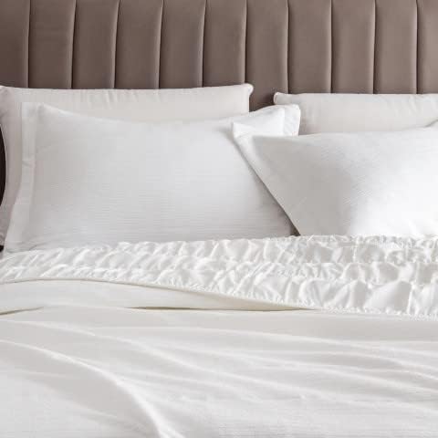 Great Bay Home Edredón de 3 piezas de elastano blanco matrimonialqueen con 2 fundas de almohada  Colchas acogedoras y modernas para todas las