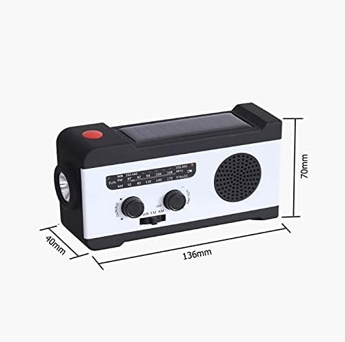 NOAA – Radio meteorológica portátil de emergencia con manivela, 3 linternas LED, sensor de movimiento, lámpara de lectura, alarma SOS, batería