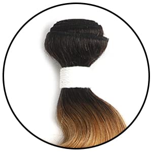 X-TRESS Extensiones de cabello humano virgen brasileño ondulado rubio miel degradado T1B27, 1 paquete de extensiones de cabello humano (18 pulgadas,