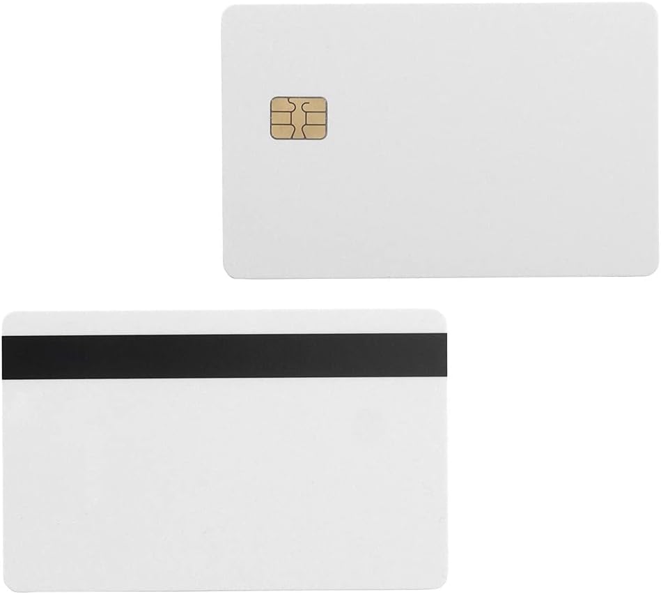Gialer 50 paquetes SLE4442 Chip Contact IC Card con 516 pulgadas 2 pistas Hico banda magnética 2 en 1 PVC en blanco IC tarjeta inteligente