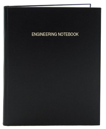 BookFactory Cuaderno de ingeniería negro, 168 páginas (formato de rejilla de ingeniería de 0.25 pulgadas), 8 78 pulgadas x 11 14 pulgadas, cuaderno