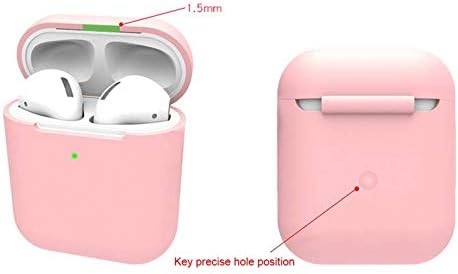 Funda protectora de silicona compatible con Apple Airpods 1 y AirPods 2 LED frontal visible (azul claro)