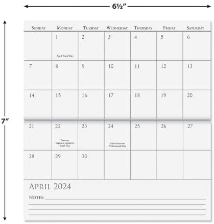 Calendario de bolsillo y bloc de notas 2024 Birds Handy Planner de 3.5 x 6.5 pulgadas, tamaño cerrado, 7 x 6.5 pulgadas, tamaño abierto, calendarios