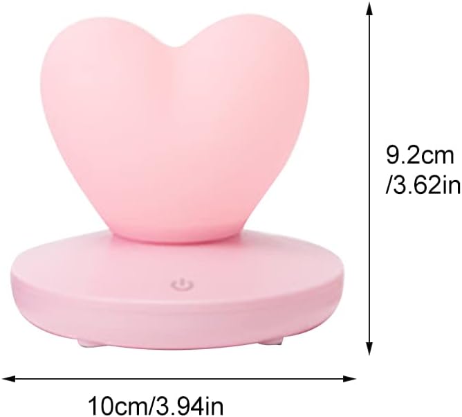 Luz nocturna en forma de corazón, bonita lámpara, lámpara de noche recargable por USB, 3 engranajes, luces portátiles de silicona de corazón, regalo