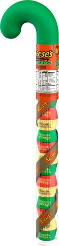 REESE’S Miniatures – Tazas de chocolate con leche y mantequilla de maní, bastón de plástico de caramelo de Navidad, 2.17 onzas