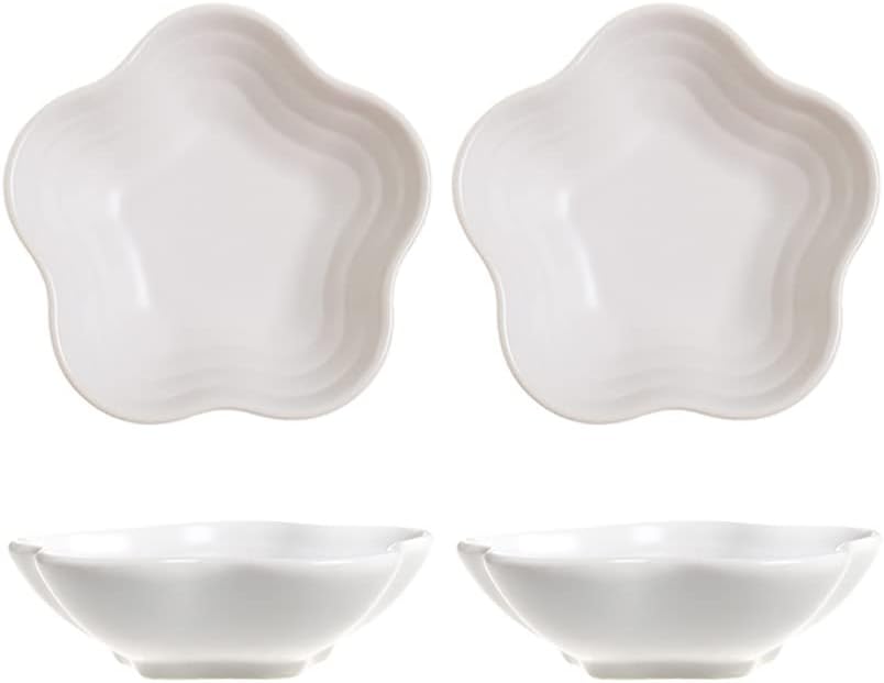 Plato de cerámica con forma de flor de 3.5 pulgadas, mini condimento lateral, platos de condimentoscuenco de salsa de soja para sushi, platos para