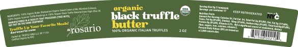 daRosario – Mantequilla orgánica de trufa negra, trufa de mantequilla italiana para cocinar y condimentar alimentos, USDA – 2 onzas