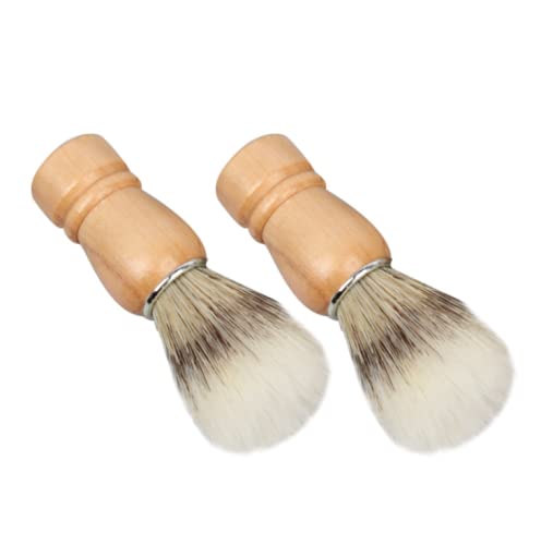 WOIWO Cepillo de espuma para jabón de afeitar, cepillo de espuma de afeitar, cepillo de peluquero, cepillo de madera de espuma de 1 Uds