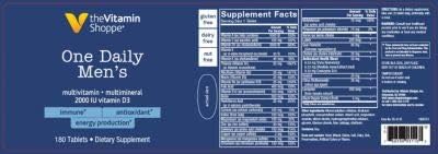 The Vitamin Shoppe One Daily Multivitamínico para hombre 180 tabletas