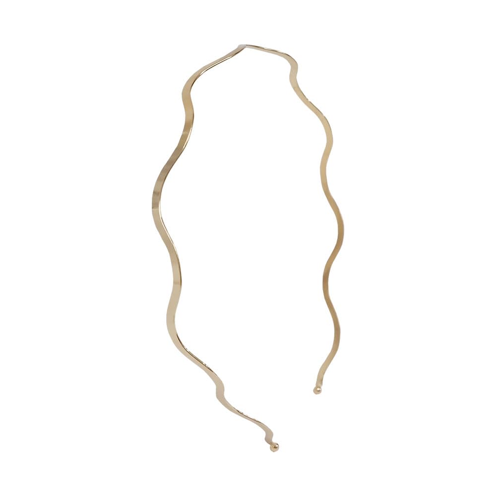 5 diademas de metal dorado para mujer, aro fino para el cabello, simple, ondulado, brillante, brillante, accesorios para el cabello antideslizantes