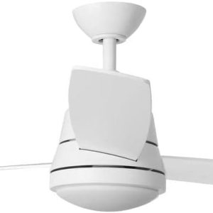 Hampton Bay Caprice – Ventilador de techo LED integrado de 52 pulgadas para interiores, color blanco mate, con kit de luz y control remoto (SW19151R Hampton Bay Caprice – Ventilador de techo LED integrado de 52 pulgadas para interiores, color blanco mate, con kit de luz y control remoto (SW19151R