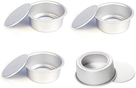 Flunyina Molde redondo de aluminio de 4 pulgadas para tartas de gasa, molde para hornear con parte inferior extraíble, juego de 8