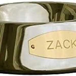 LuckyPet Cuenco para mascotas de acero inoxidable con placa de latón grabada y base antideslizante, tamaño grande LuckyPet Cuenco para mascotas de acero inoxidable con placa de latón grabada y base antideslizante, tamaño grande