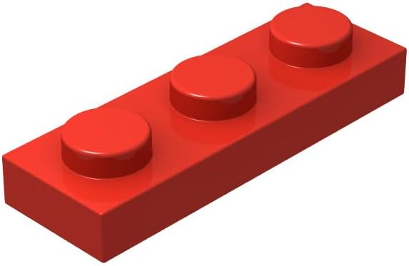 Classic Building – Placa de construcción a granel de 1 x 3, platos rojos de 1 x 3, 100 piezas, compatible con piezas y piezas Lego 3623 (color rojo)