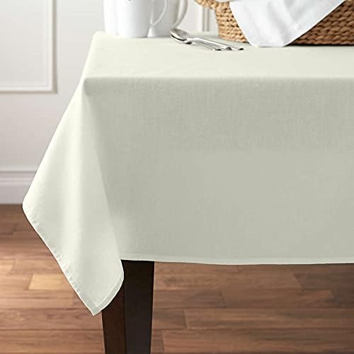 Pomp Mantel redondo de poliéster prémium color marfil de 90 pulgadas, tela resistente a las arrugas y a las manchas, de fácil cuidado, se adapta a