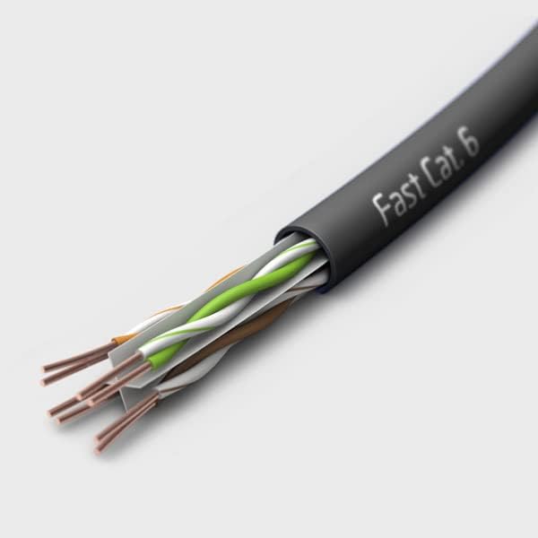 fast Cat. Cable Ethernet Cat6 Direct Burial para exteriores, cable Cat6 impermeable de 1000 pies con conductores de cobre sólido de 23 AWG, CMX, UTP
