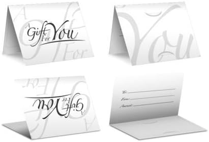 Presentador de tarjetas de regalo (blanco – cursiva) paquete de 100