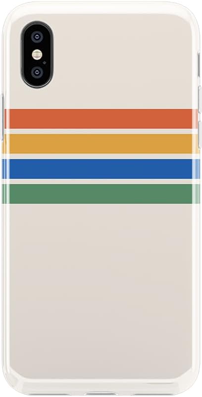 Casely Funda compatible con iPhone XXS  Funda de bloque de color de rayas arcoíris