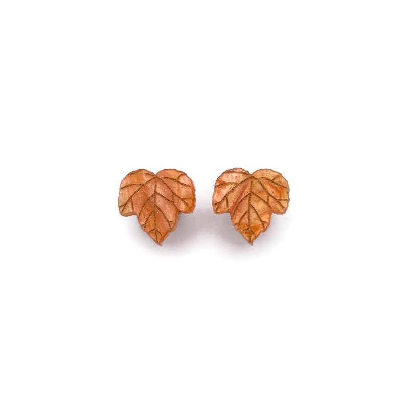 Orange Marble Maple Leaf Stud Earrings, Fall nature-inspired leaf acrylic jewelry