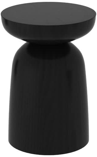 CraftThink Mesa auxiliar, mesa auxiliar redonda escandinava de madera, mesa auxiliar con pedestal para sala de estar, 1 mesa, color negro de 12.5