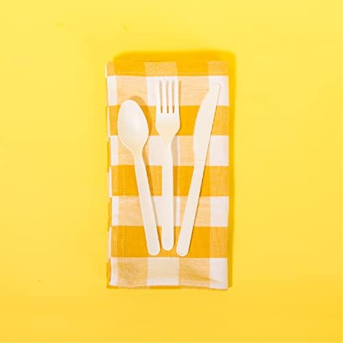 Utensilios surtidos de reutilización, cubiertos desechables, 24 unidades, 1 paquete, 8 tenedores compostables, 8 cucharas compostables, 8 cuchillos