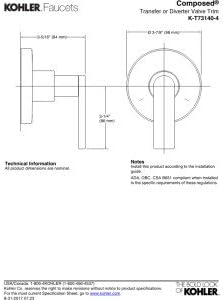 Kohler K-T73140-4-CP – Moldura de transferencia compuesta con manija de palanca, válvula no incluida, cromo pulido