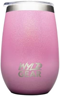 Wyld Gear Vaso para whisky y vino, acero inoxidable, aislado al vacío con 2 tapas, 12 onzas, rosa