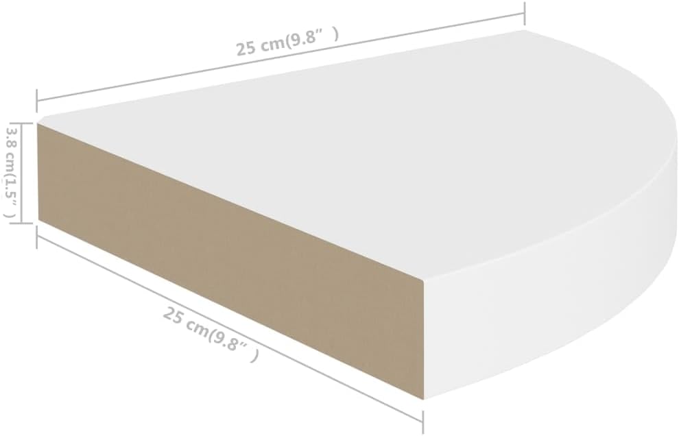 Estantes flotantes para baño, estantes de pared, para dormitorio, cocina, sala de estar, oficina, estante de esquina flotante blanco 9.8 x 9.8 x 1.5