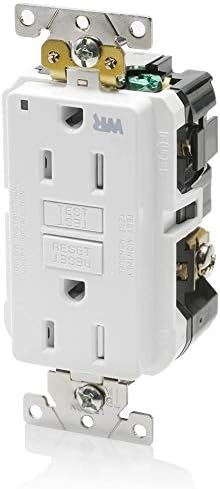 Leviton G5262-WTW 15A-125V Receptáculo GFCI de autocomprobación dúplex de autoprueba, extraresistente, de grado industrial, resistente a la