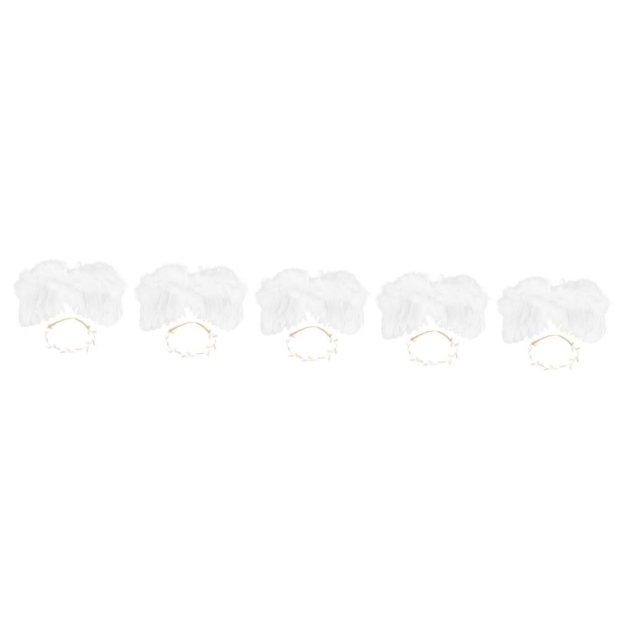 Abaodam 5 Sets Angel Wings Hair Band Princess Wings Kids White Wing White Plume Wings Fairy White Wings Kids Scrunchies Cosplay Costume Wing
