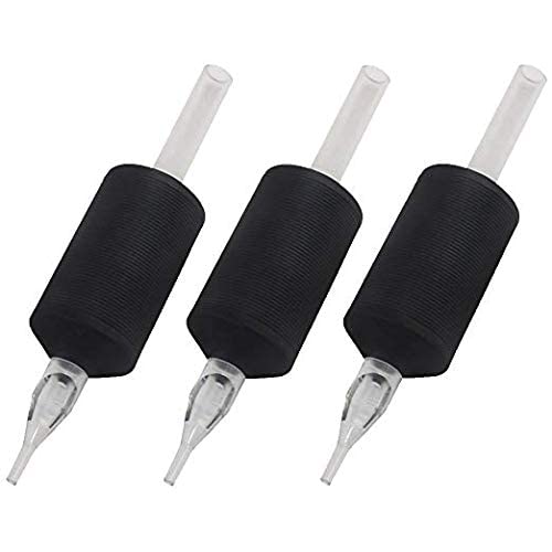 Tatmax – 20 tubos desechables de 1 pulgada y 0.984 in, puntas transparentes de silicona negra, redondos, diamantes, tubos planos (5 tubos redondos)