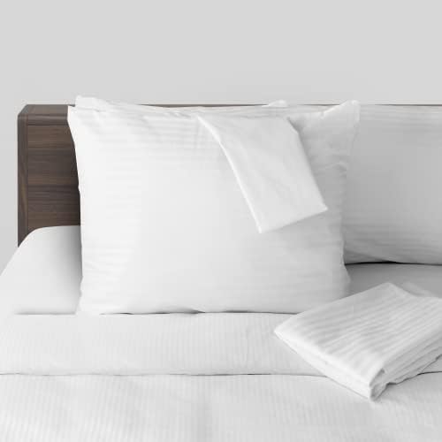 FeelAtHome Funda de almohada 100% algodón con cremallera impermeable, 30 x 20 pulgadas (paquete de 4, Queen)  Funda de almohada silenciosa  Fundas